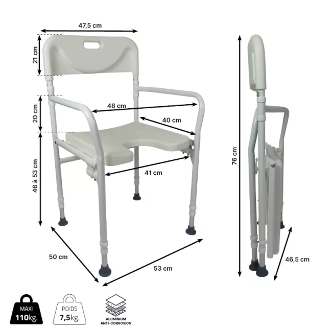 Chaise de douche pliable Tobago