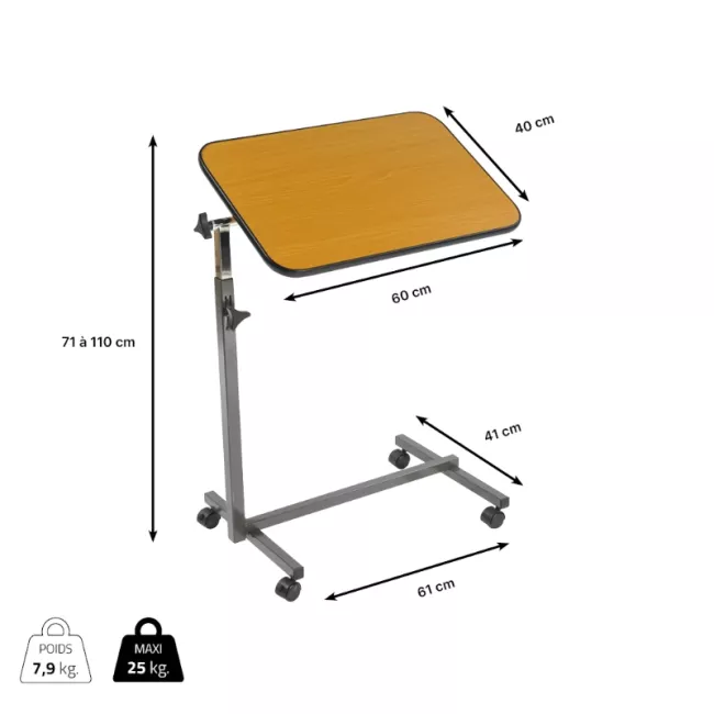 Table de lit avec plateau inclinable Simplex