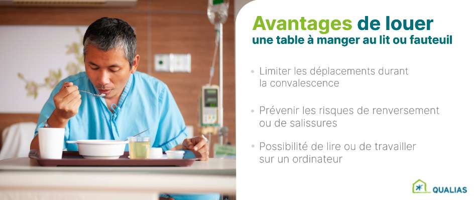Atouts de la location de la table pour lit et fauteuil de Qualias